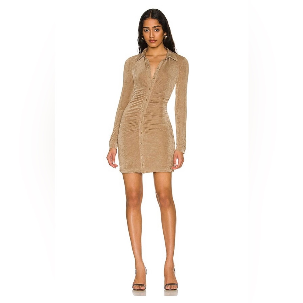 Revolve Bardot
THE GATHERED SLINKY DRESS IN STONE